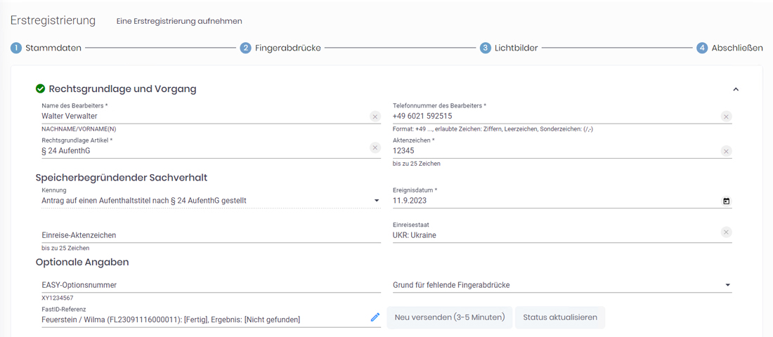 AZR-Erstregistrierung mit LiveScan Web