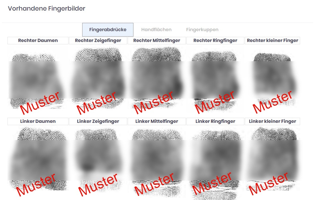 AZR-Erstregistrierung mit LiveScan Web: Qualitätsprüfung der Fingerabdrücke