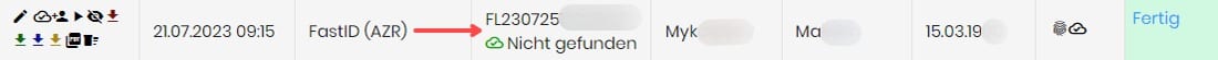 AZR Fast-ID Ergebnis: Person nicht gefunden