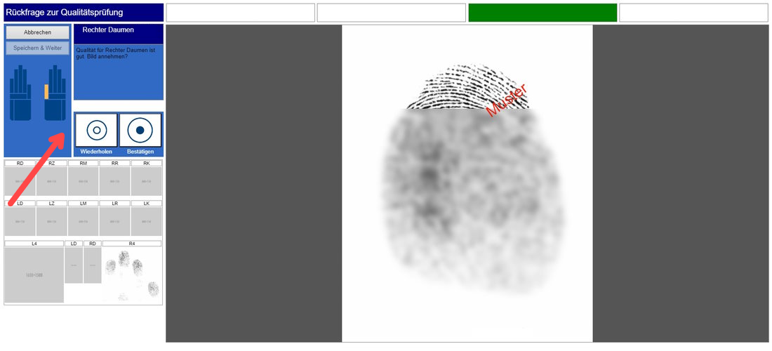 Finderabdruck-Scan: Qualitätsprüfung