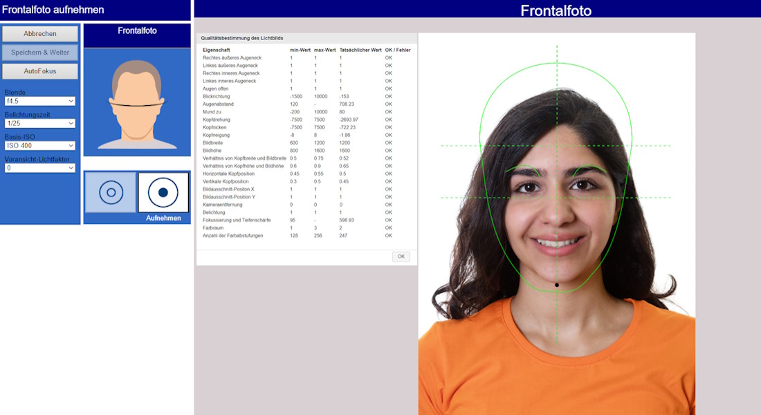 LiveScan Web - erstellen eines biometrischen Lichtbildes